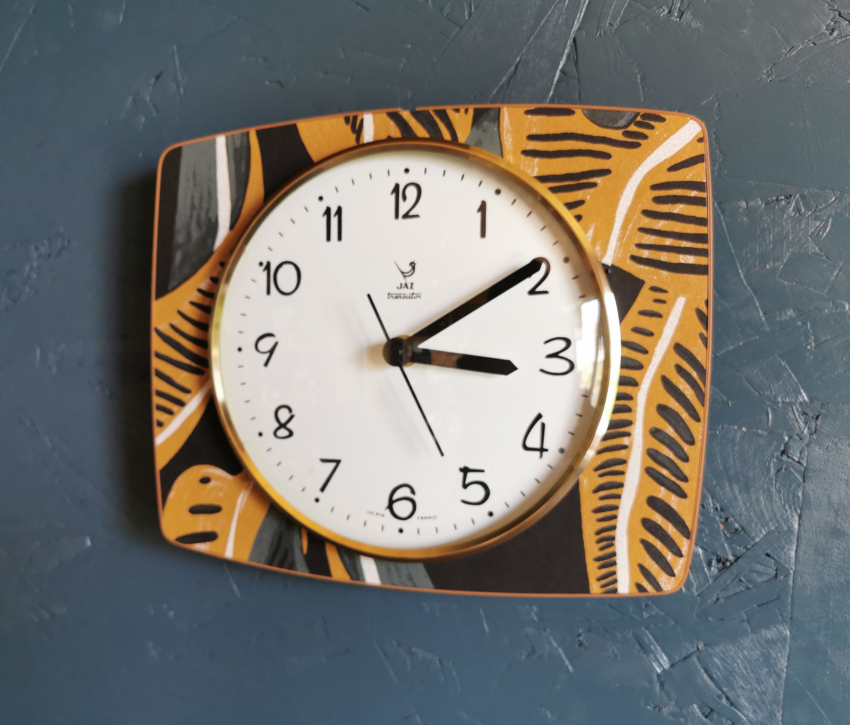 Clock silent rectangular vintage wall pendulum "Black ochre Jaz"