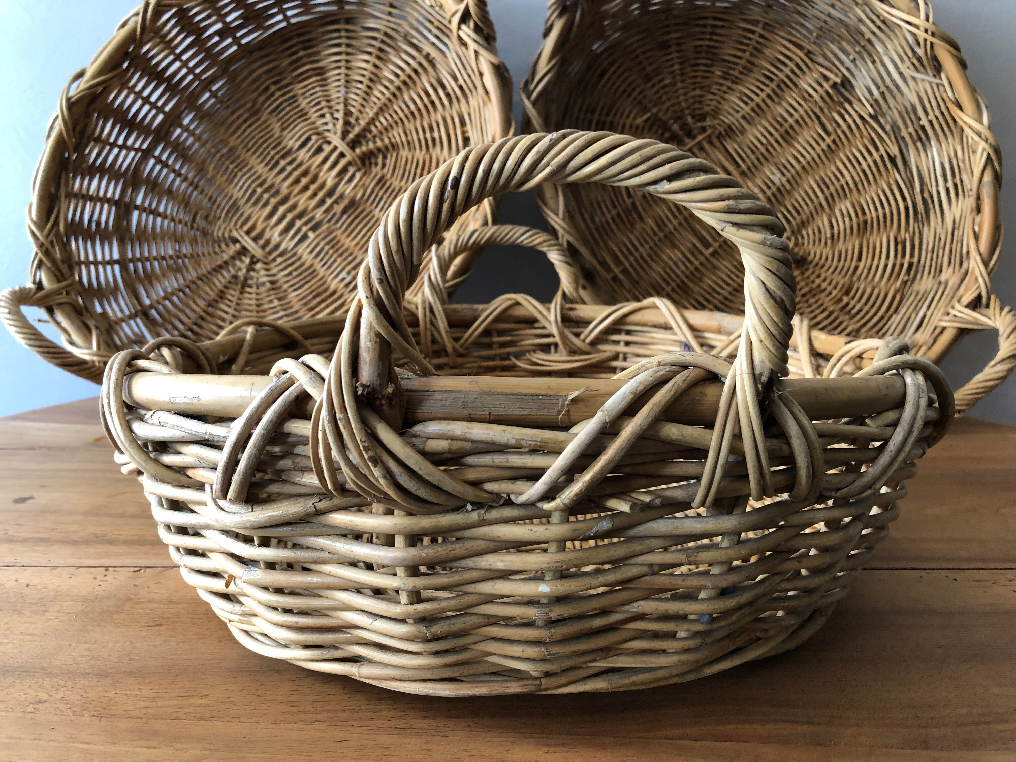 Lot of 3 rattan baskets