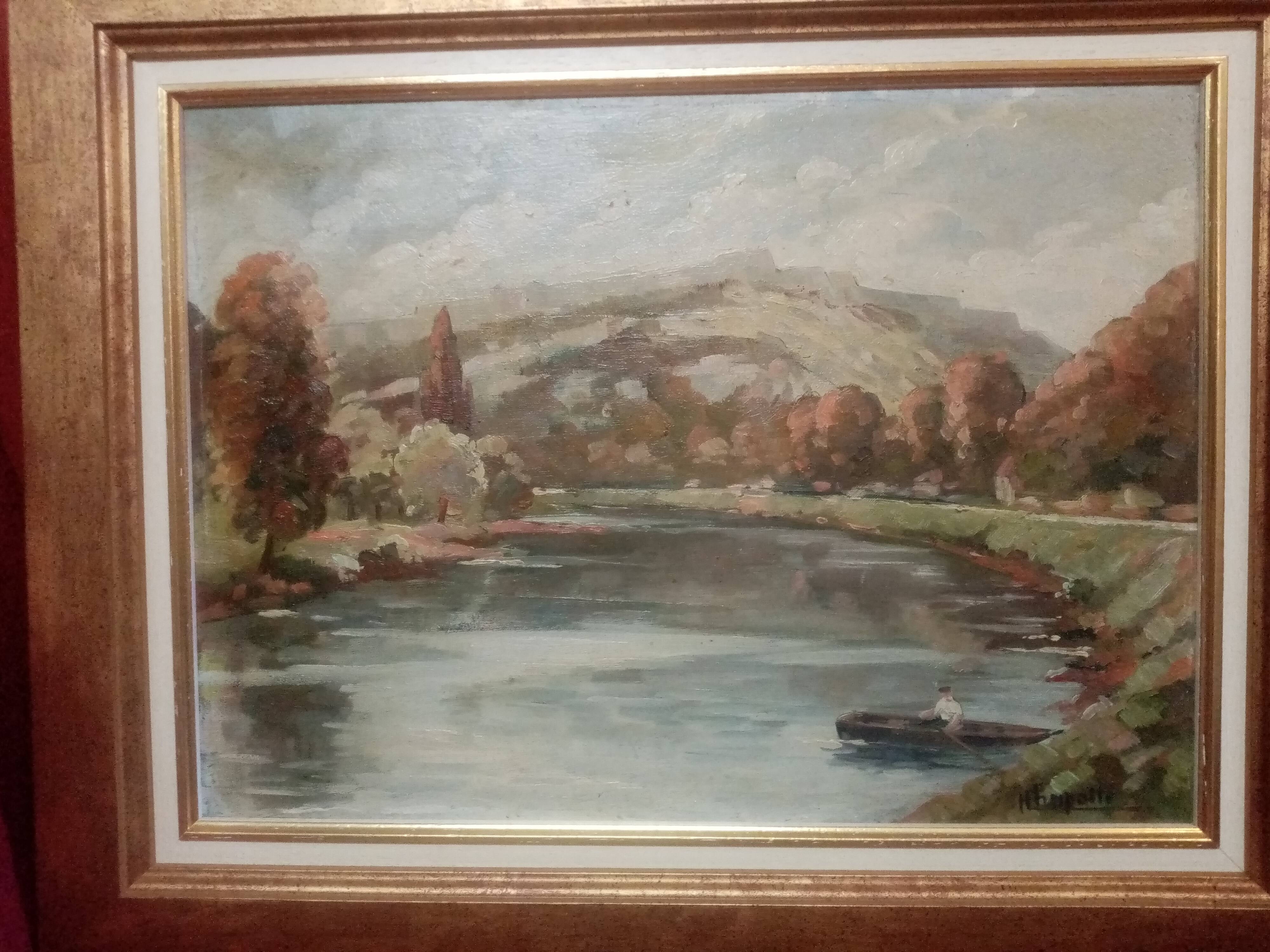 Old oil painting on cardboard citadel of besancon signed henri chapatte