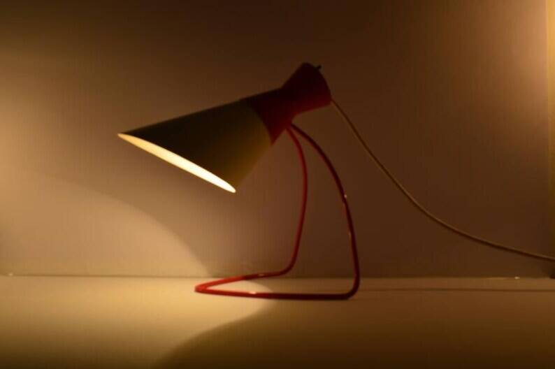 Napako Mid-Century Red and White Table Lamp, Josef Hurka, 1950s