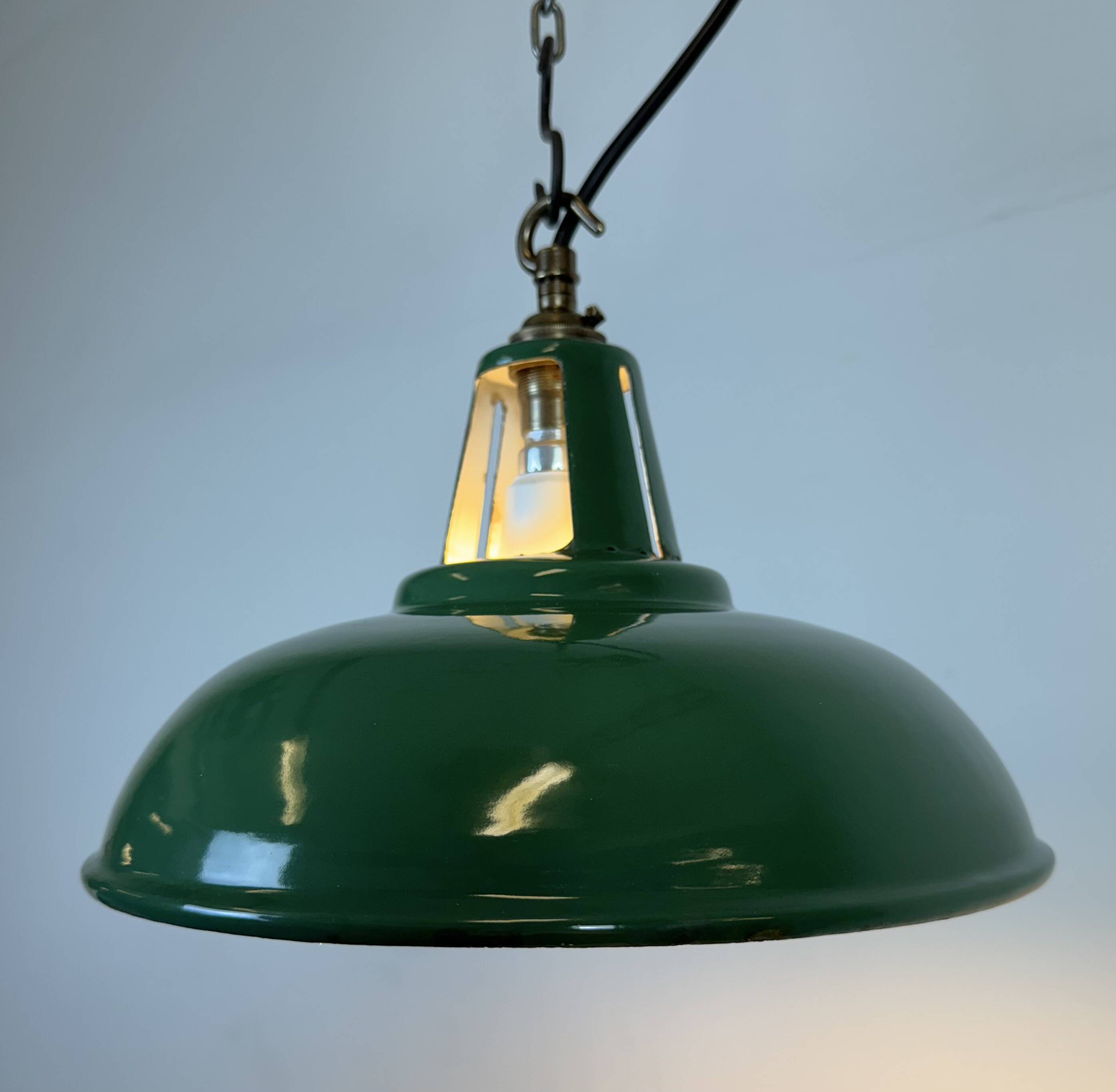 Industrial Green Enamel Factory Pendant Lamp, 1960s