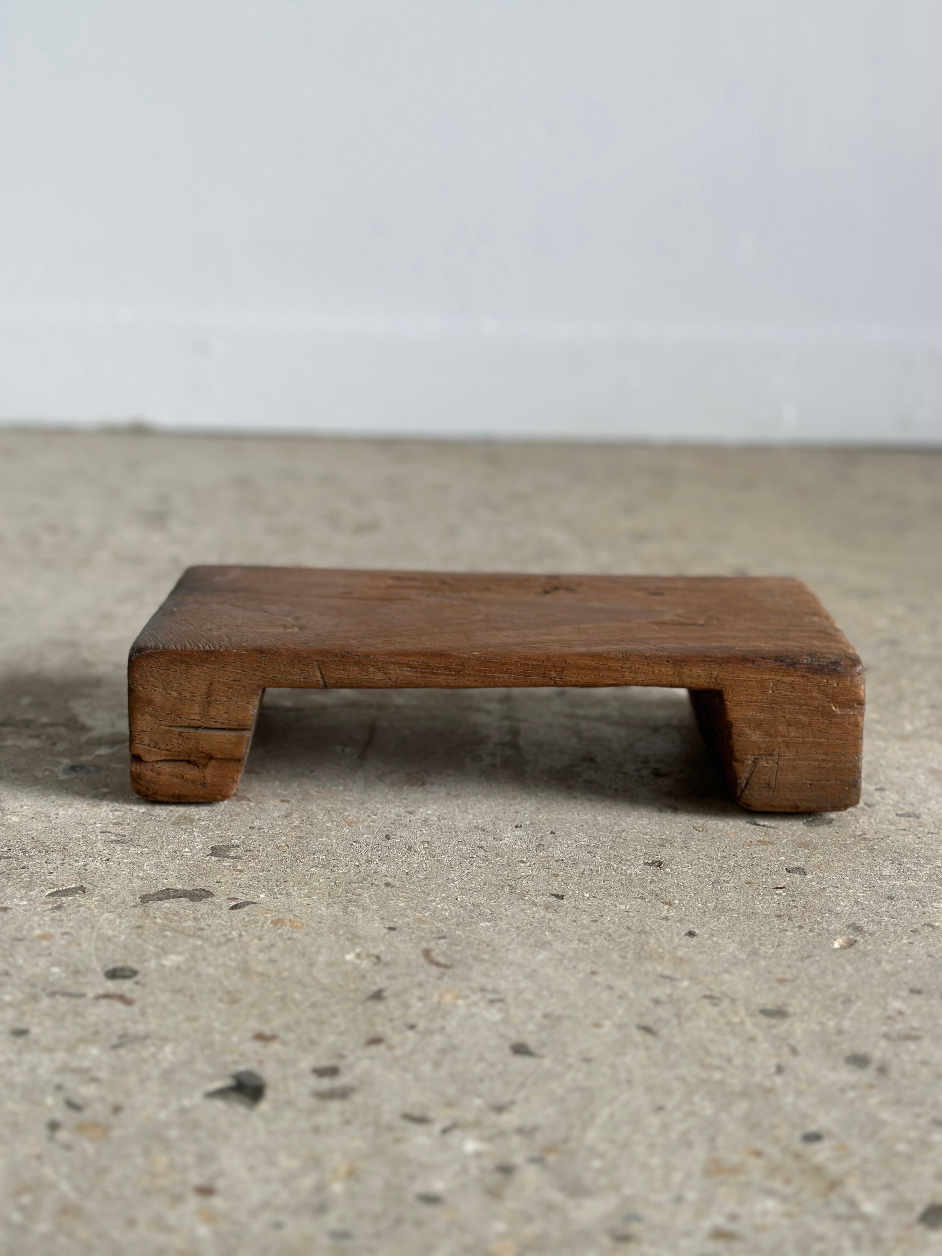 Mini Asian teak side stool blonde