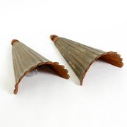 Two large, rare 1950s wall lamps made of wood with aluminum cladding
