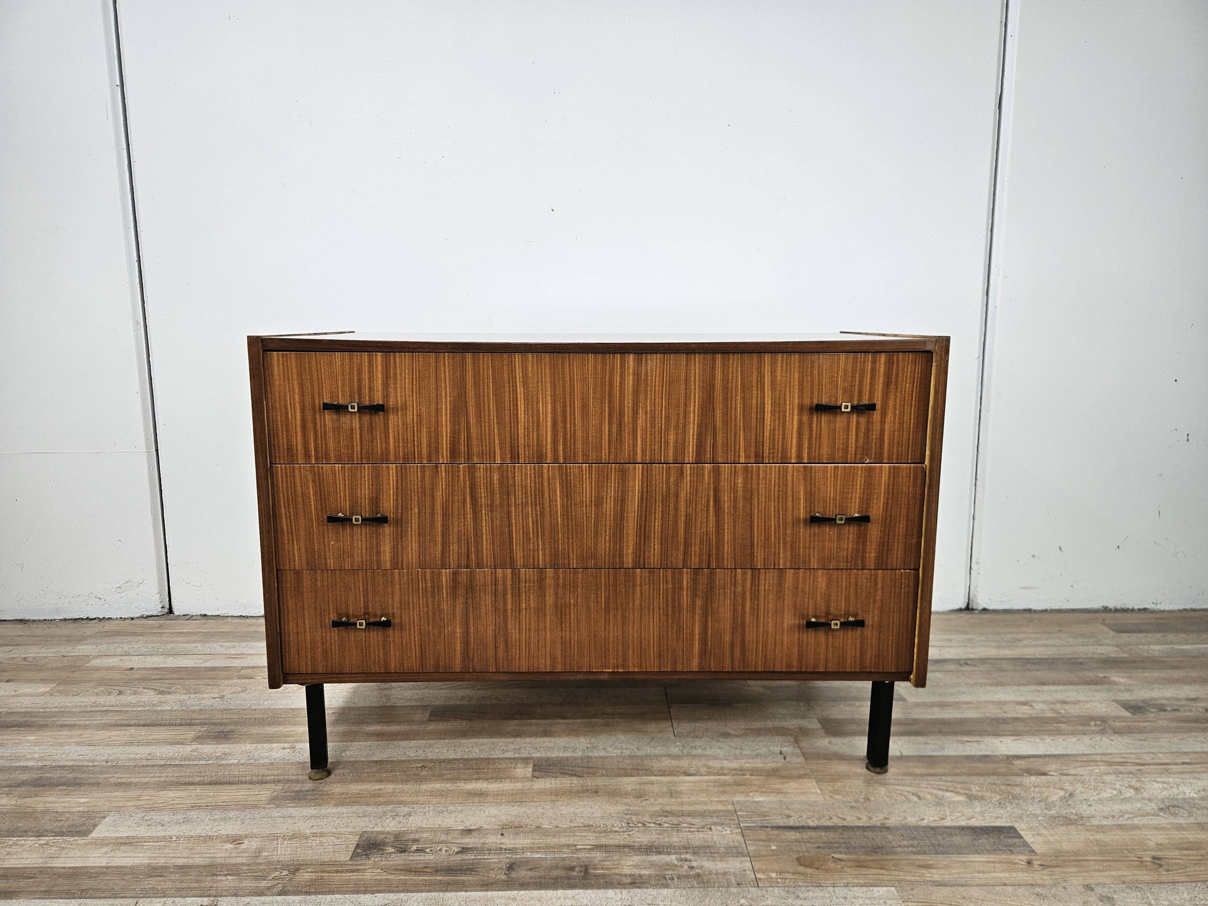 1960s teak three-drawer chest of drawers
