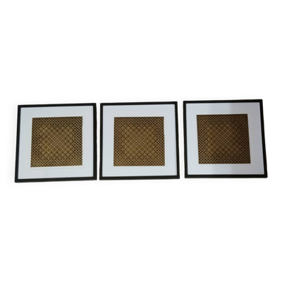 Tableaux Vintage Art Optique - Victor Vasarely - Cadres 40x40cm.