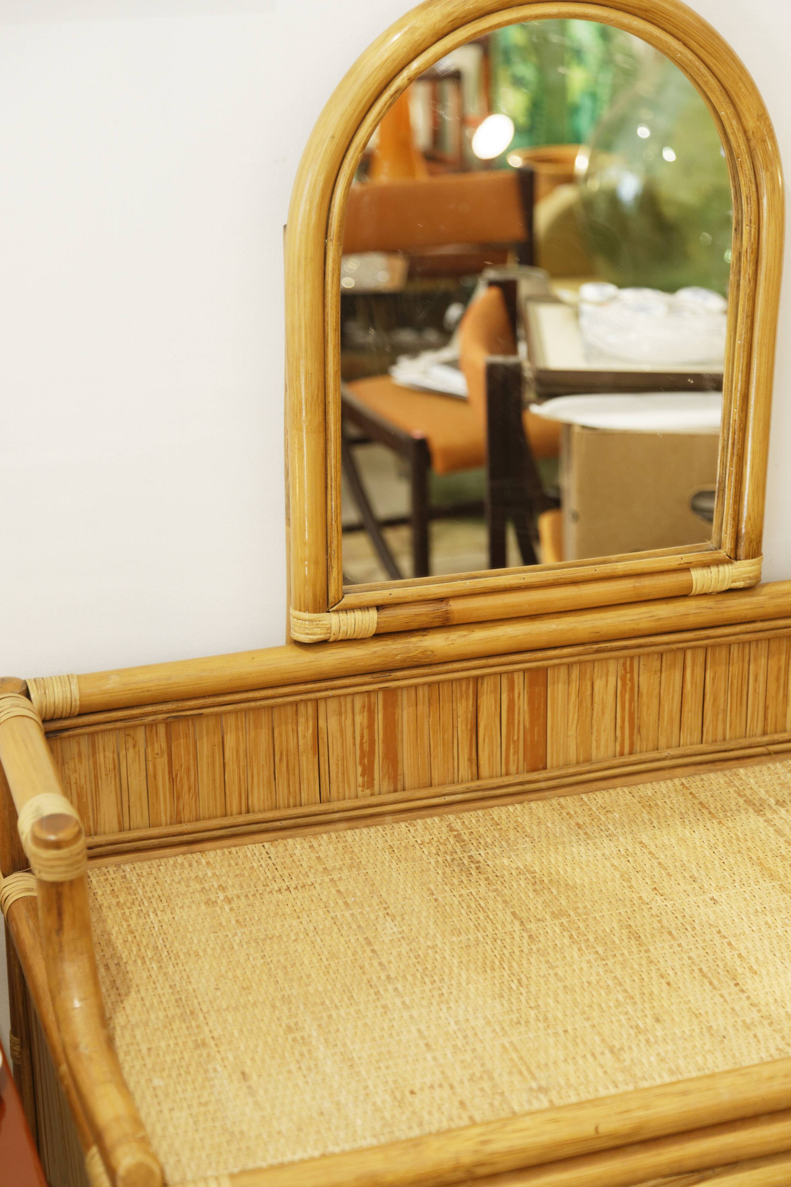 Dressing table and mirror Bamboo Blond rattan