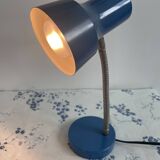 Vintage blue desk lamp, 1970s, flexible chrome metal