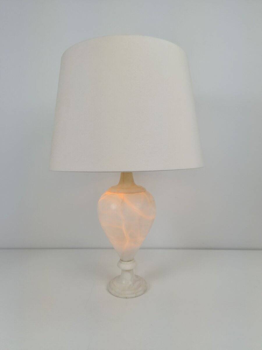 Alabaster Amphora Shaped Mother Table Lamp by Nelson Bloncourt, 1960s