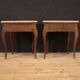 Pair of Italian inlaid bedside tables with marble top