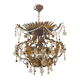 Italian Tole Murano Glass Chandelier 1960’s 