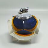 1960s Stunning Blue Table Lighter in Murano Sommerso Glass By Flavio Poli f