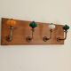Vintage wall coat rack handmade - 4 ceramic hooks - 35 cm