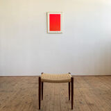 Danish midcentury walnut stool, model 80A by Niels O. Møller with papercord seat