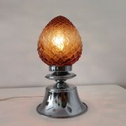 Lampe en verre chrome et ambre