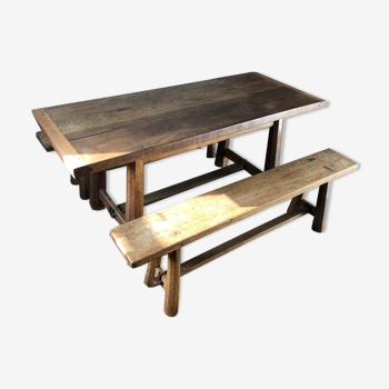 Farm table with its two benches