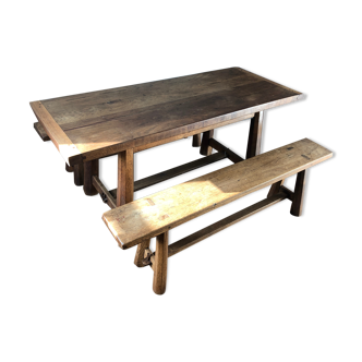 Farm table with its two benches