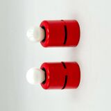 Paire d'appliques ou de plafonniers Stilnovo rouges, comme neufs, design italien des années 1980