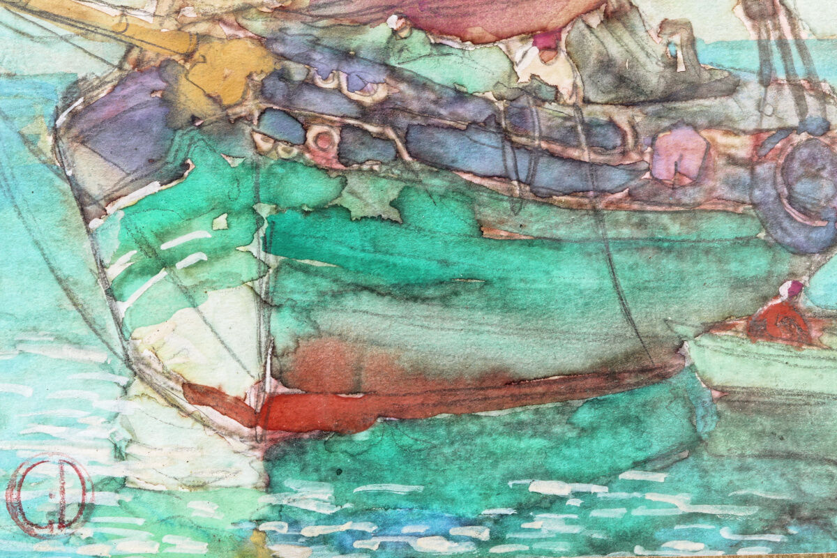 Set of 3 marine watercolours, signed Ghodrat Delbasteh.