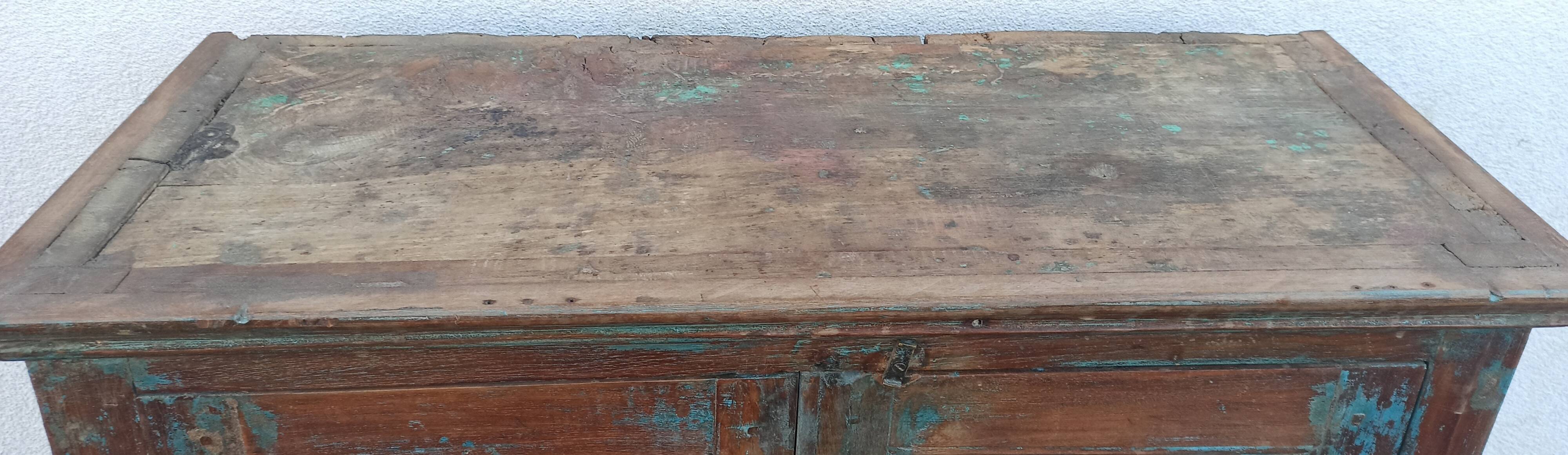 Old glazed wooden cabinet with beautiful patina