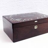 Wooden and mother-of-pearl cigar box