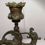 Pair of bronze candlesticks representing chimeras/dragons - 19th century