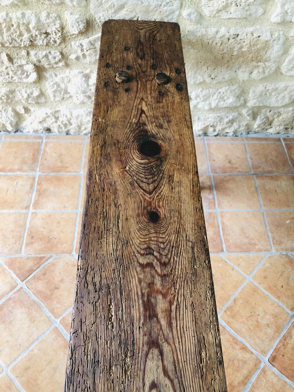 Oak farmhouse bench, circa 40's /50's