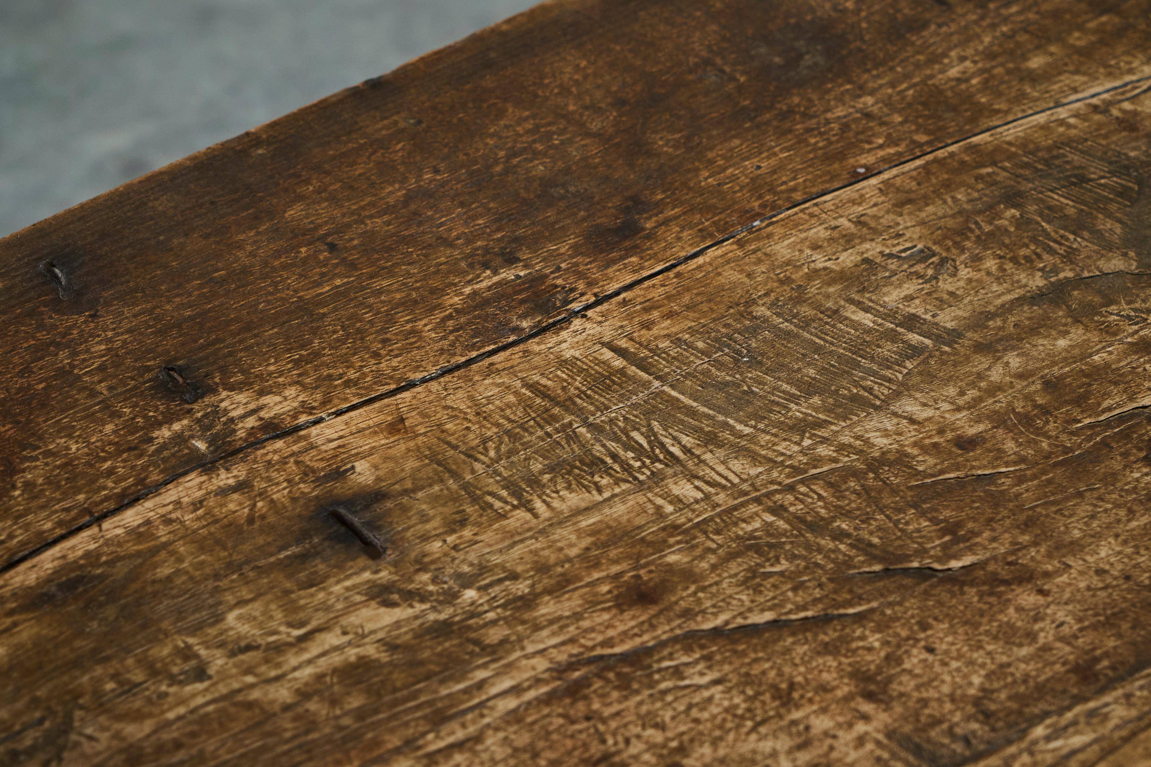 Oak and wrought iron mallet, early 18th century.