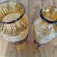 Lot of 2 large vintage vases in amber glass