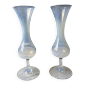 Sublimissime Lot de 2 Vases Soliflores en Verre Opalin / Opalescent