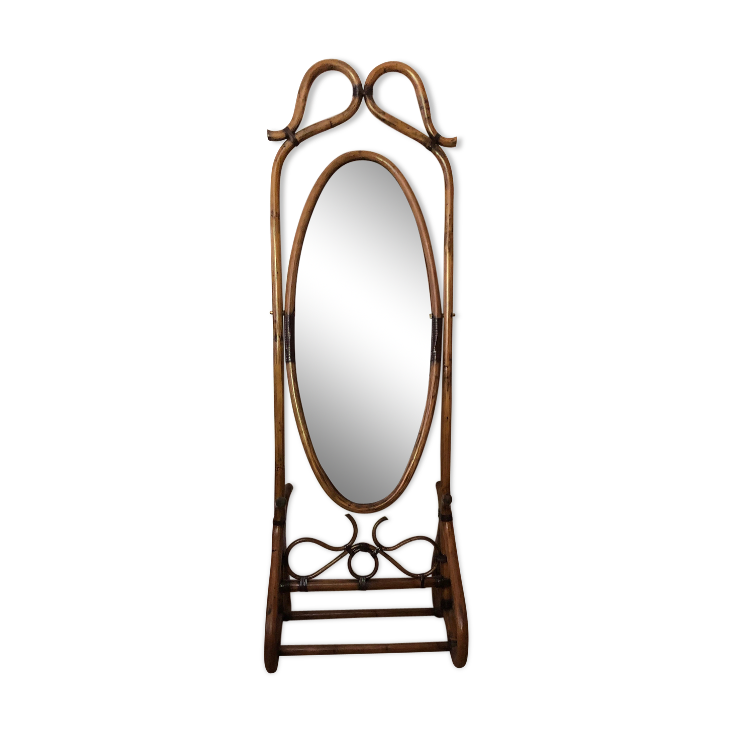Miroir psyché en bambou années 1970
