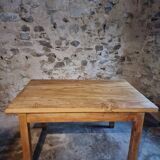 Vintage French baker's work table in chestnut, 1960s.