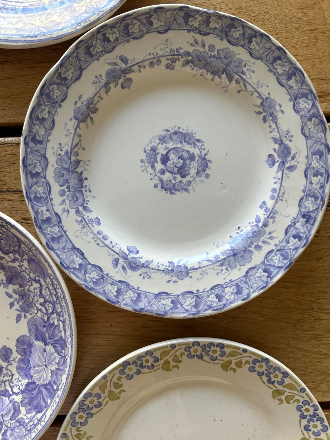 6 mismatched plates