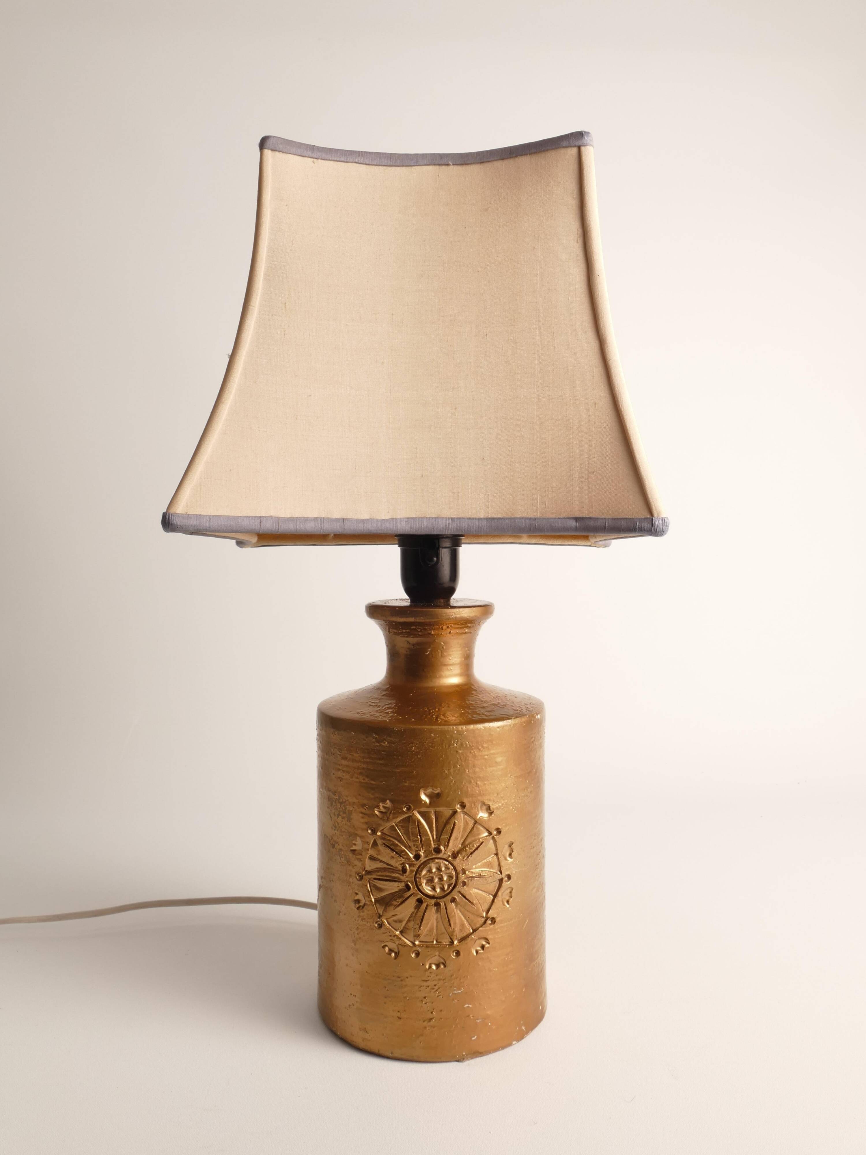 Gold Glazed Ceramic Table Lamp by Bitossi for Bergboms, 1970's