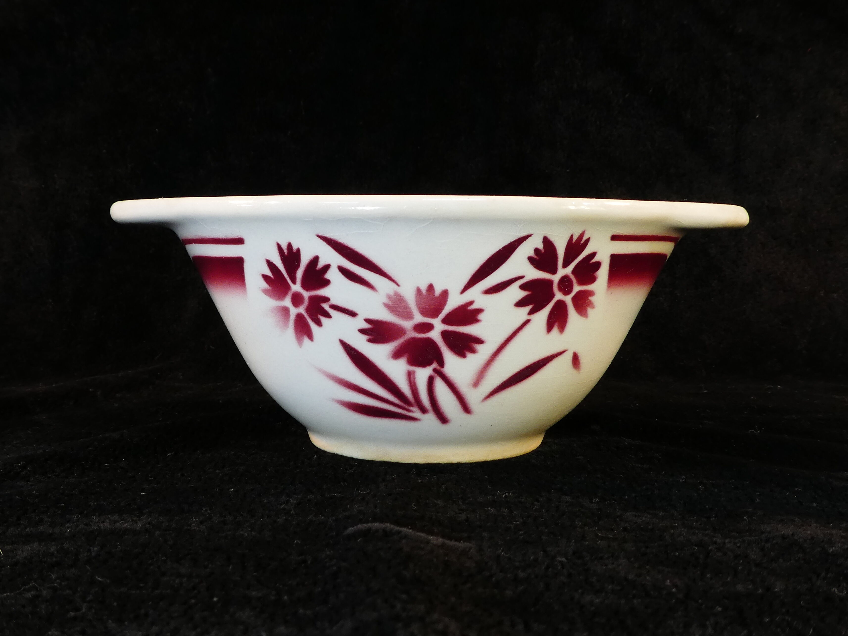 faience sausage bowl of BADONVILLER FB FENAL FRERES decoration FLEUR ROUGE