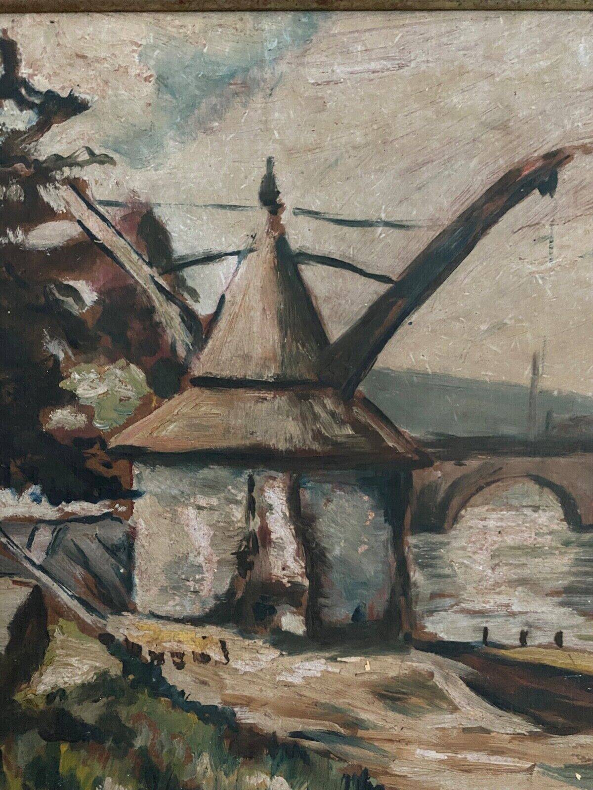 Oil on panel by Poubal 20th century representing a limed frame mill