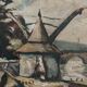 Oil on panel by Poubal 20th century representing a limed frame mill