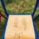 Set of 5 school chairs years '70 in red and blue