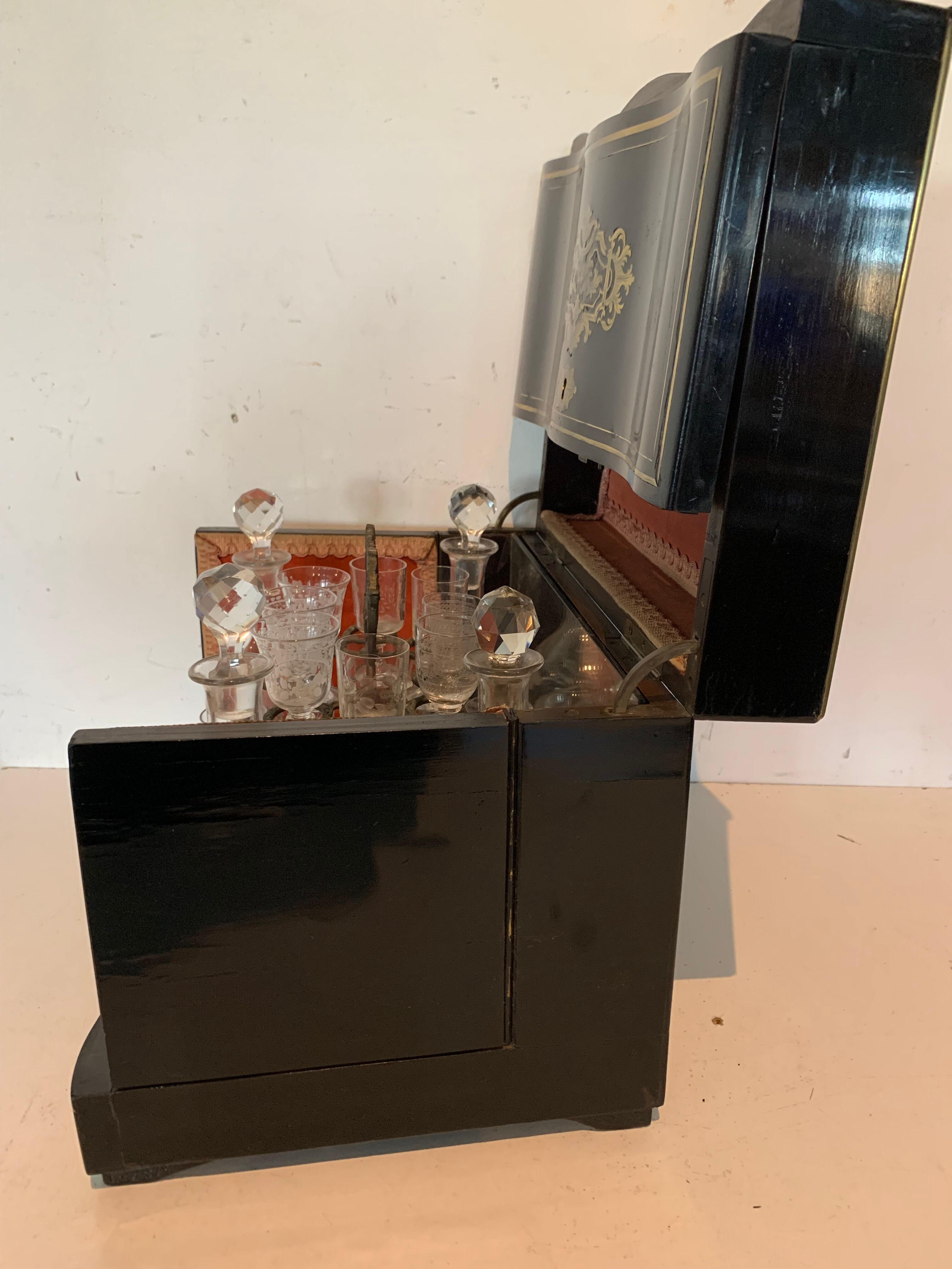 Cellar A Liqueur Complete Boulle Box Napoleon III Box Marquetry XIX Century