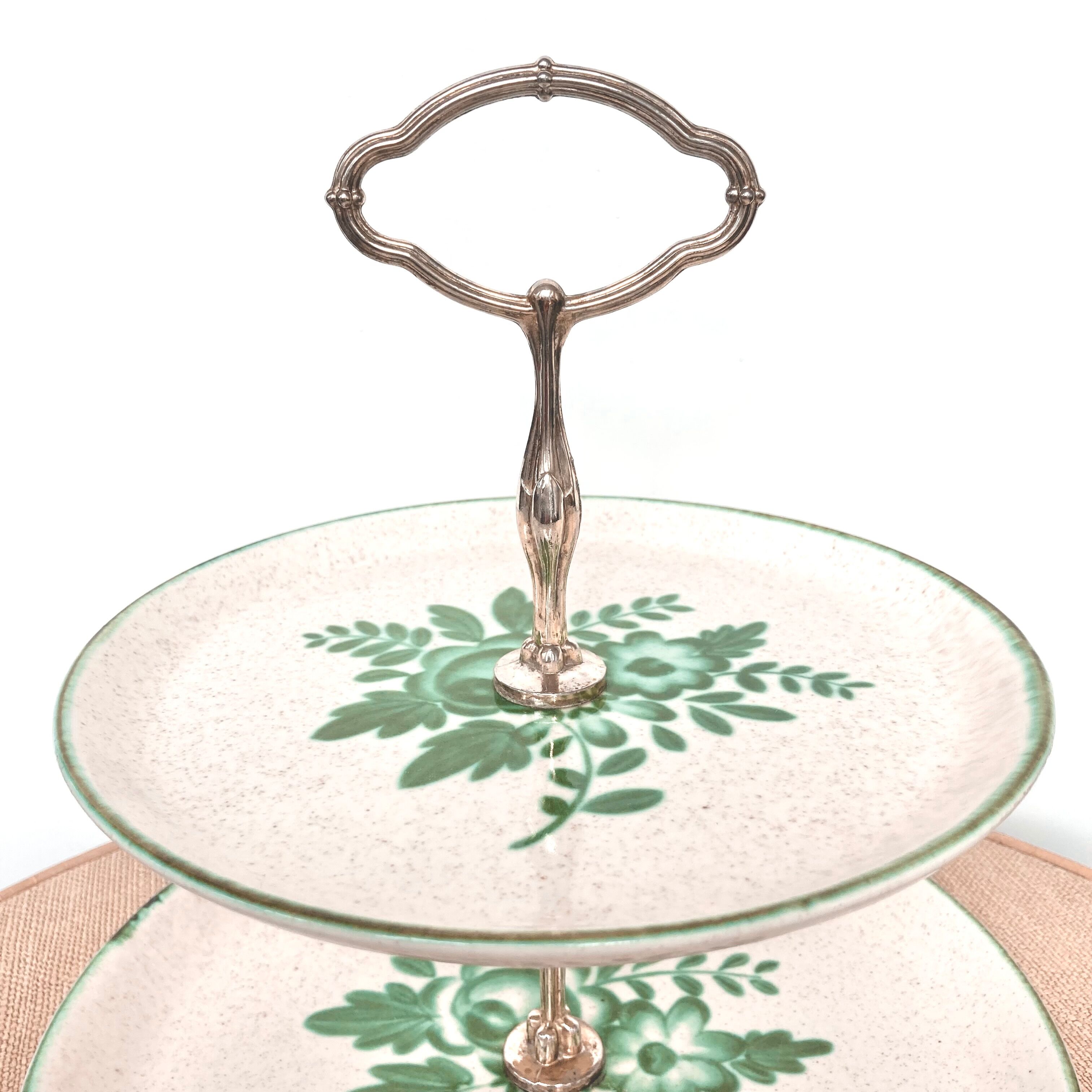 Présentoir à gâteaux serviteur céramique à fleurs