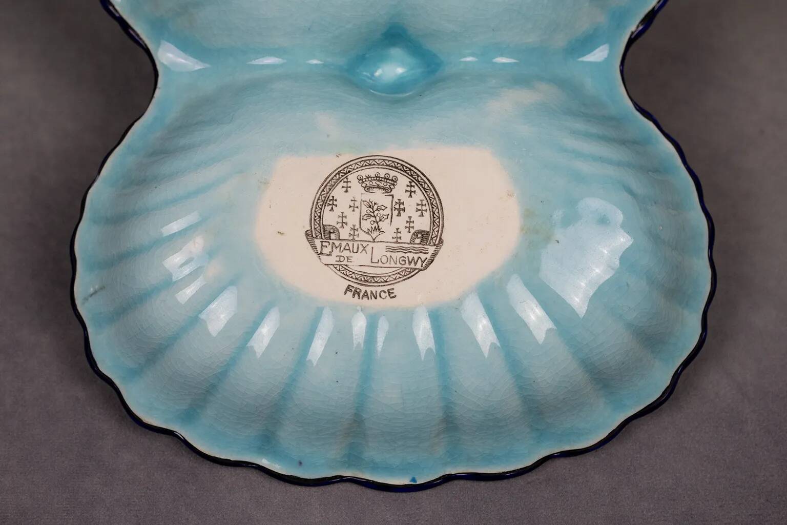 Beggar / servant in Longwy earthenware – floral decoration, 1950s