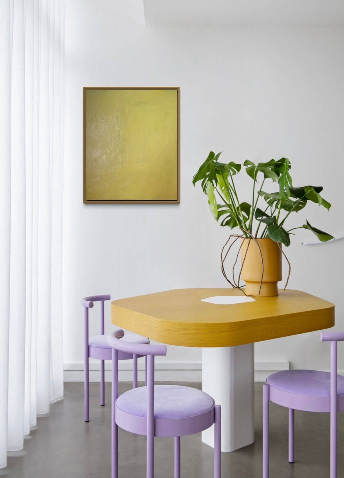 Abstract contemporary monochrome yellow background