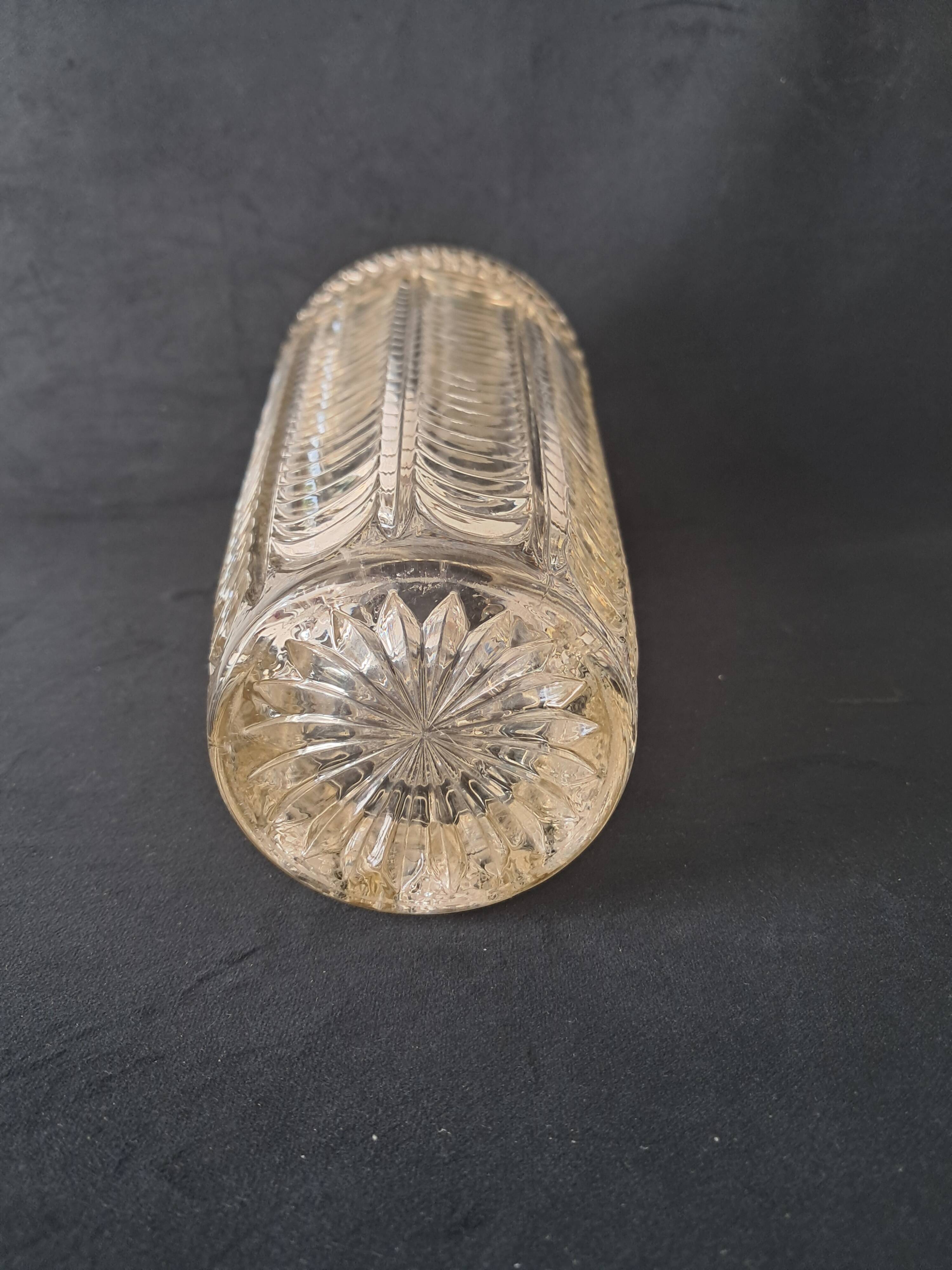 Large Art Deco Style Clear Pressed Glass Vase