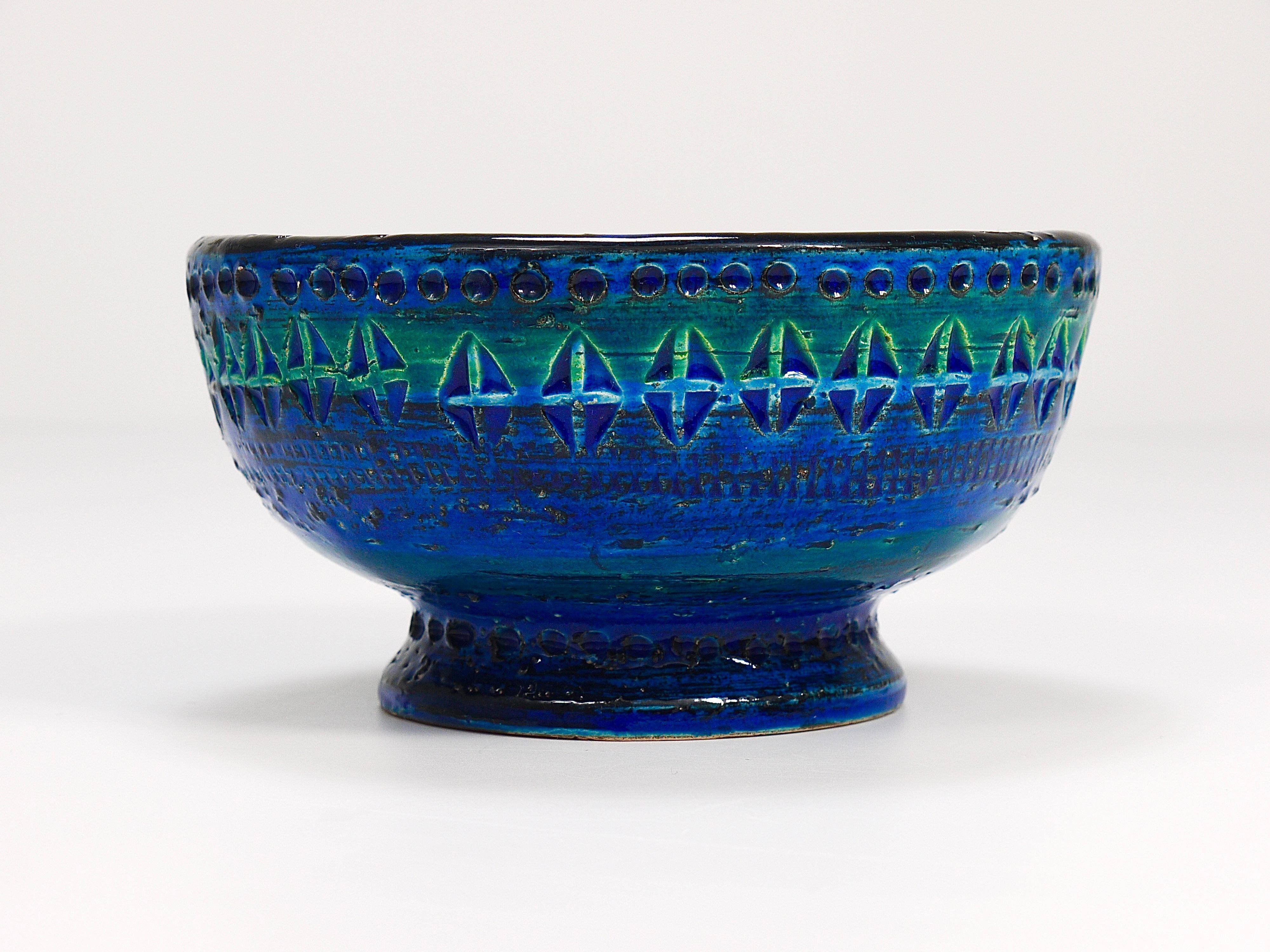 Mid-century candle holder Aldo Londi Bitossi Rimini Blue enamel, 1950s
