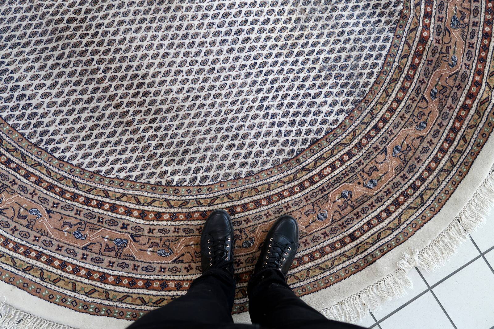 Tapis Vintage Indo-Seraband en Laine (253cm), Années 1970