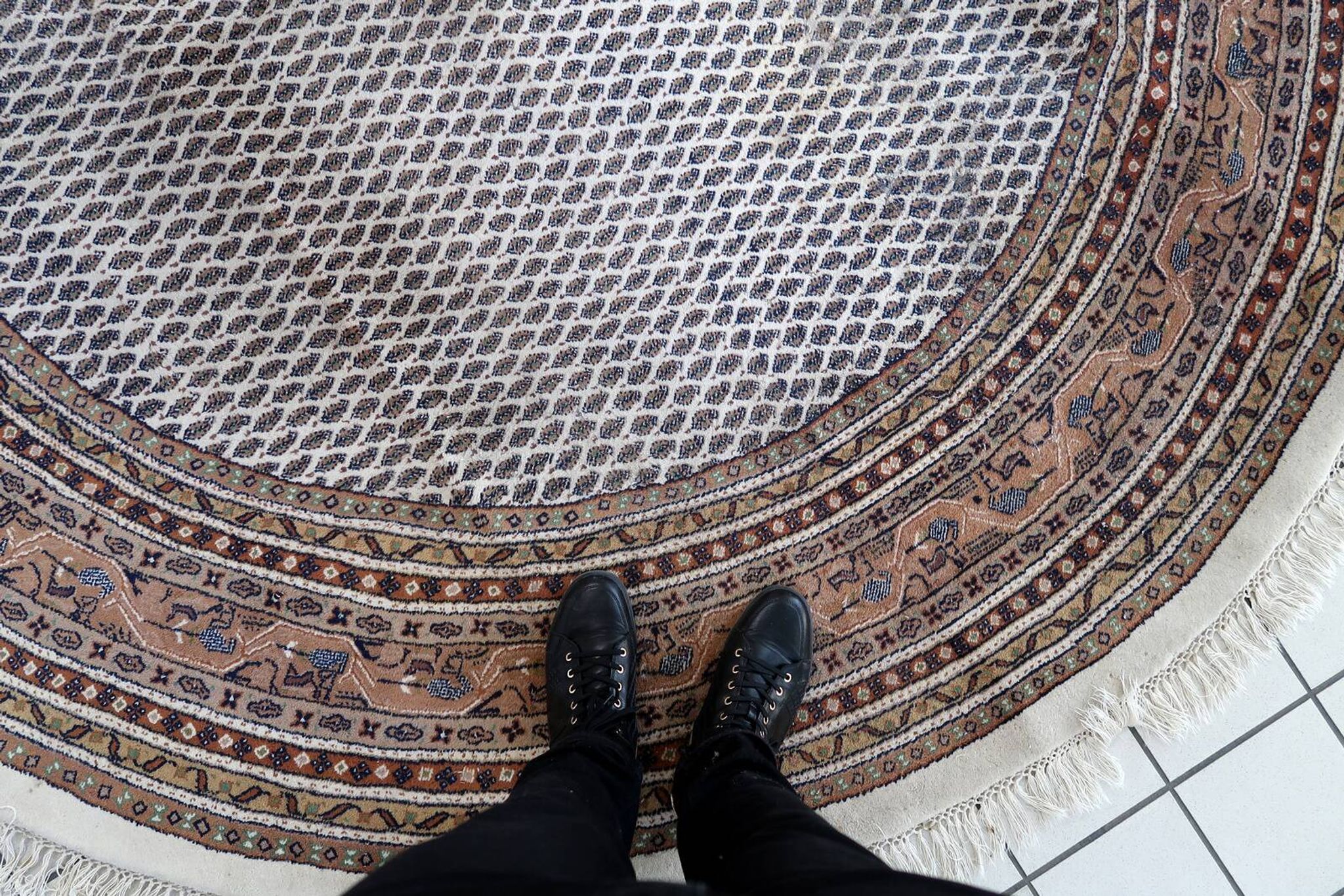 Tapis Vintage Indo-Seraband en Laine (253cm), Années 1970
