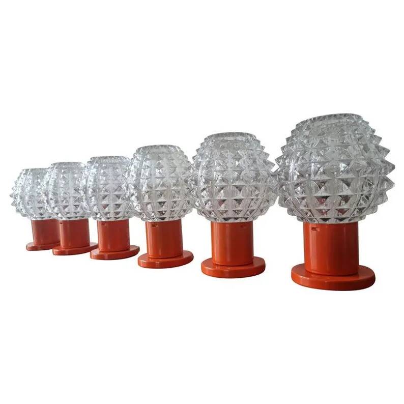 Set of Six Table Midcentury Table Lamps, Kamenicky Senov, 1970s