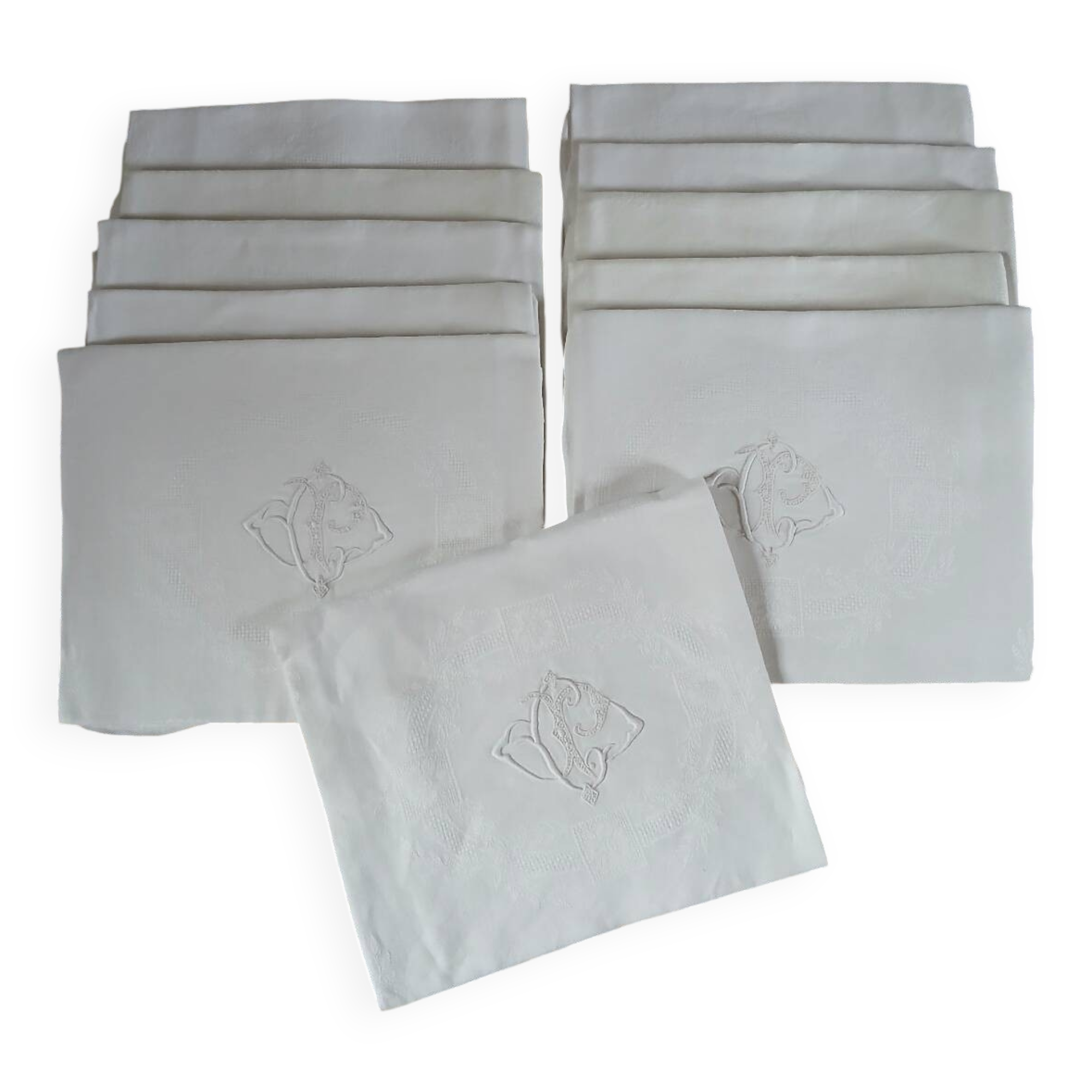 11 antique linen napkins