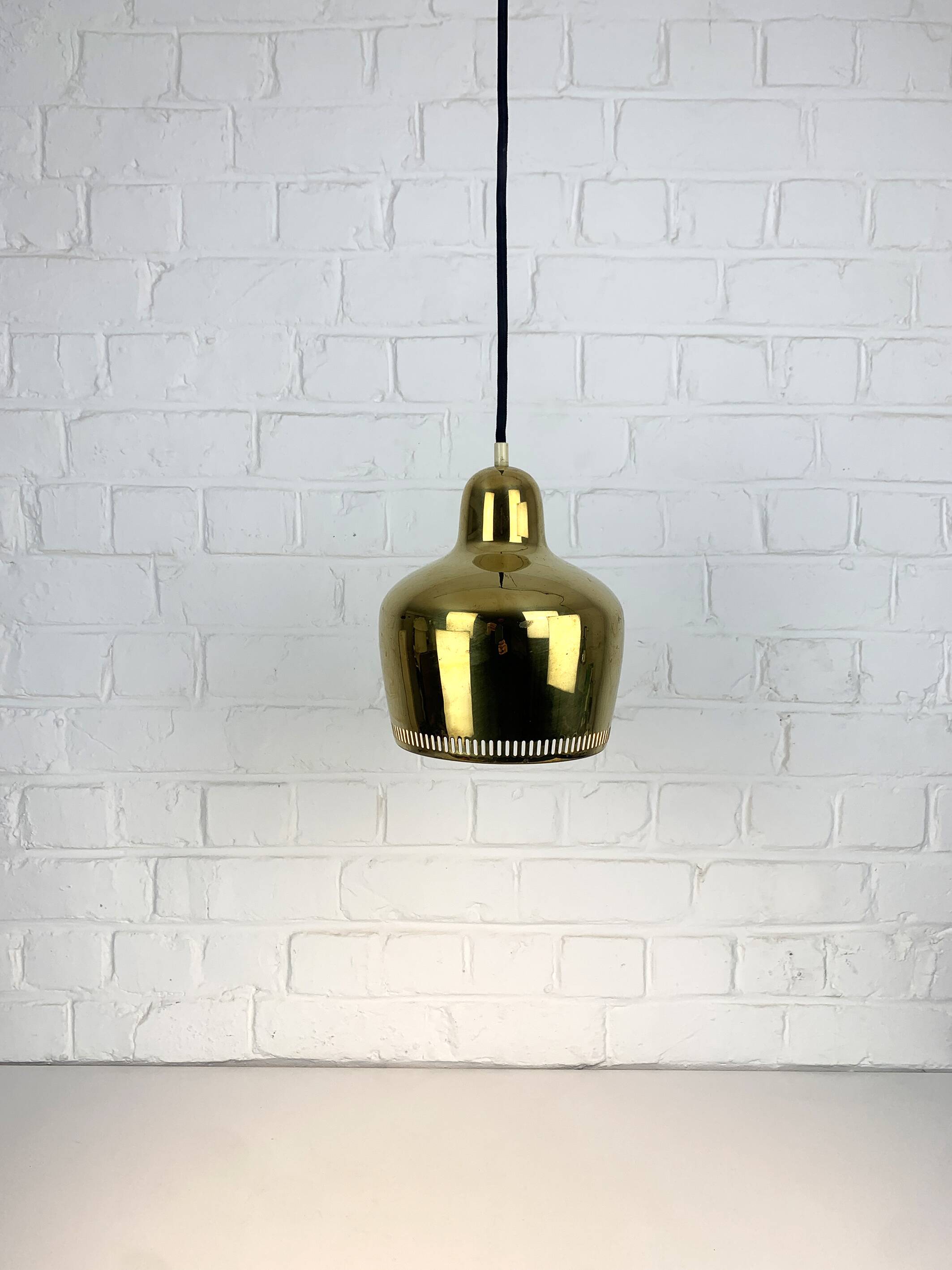 Golden Bell brass pendant light Alvar Aalto Louis Poulsen, Denmark 1950s