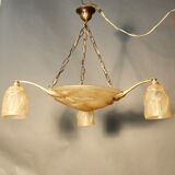 Art deco glass chandelier with Noverdy bird décor