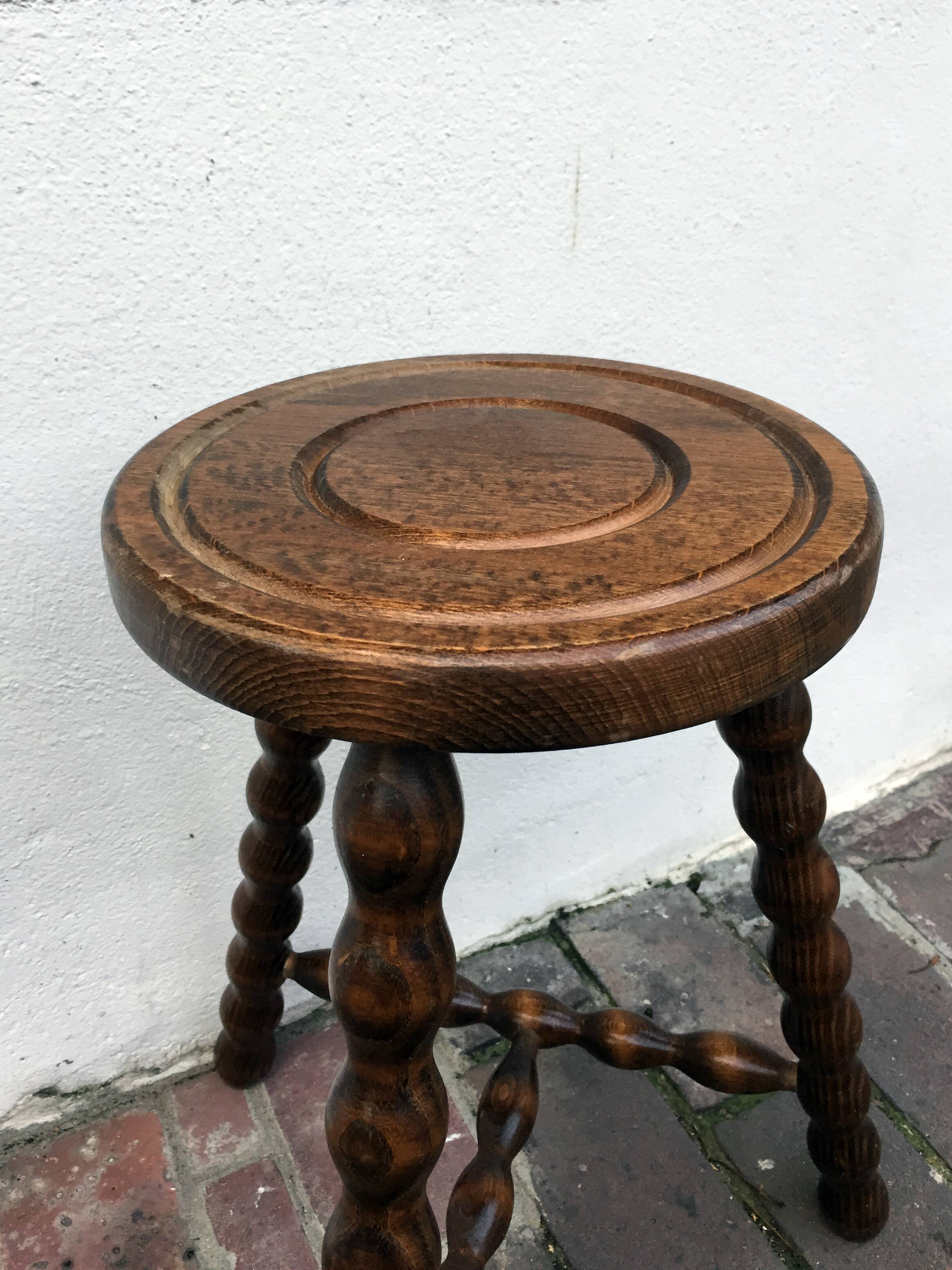 Turned wooden stool